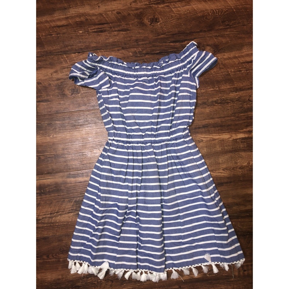 Eliza J Striped Tassel Off Shoulder Dress Size 0P Womens Summer